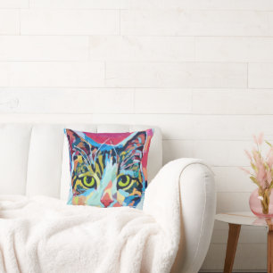 Custom Cat Portrait Painting -Forever Loved Pet Cushion