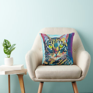 Custom Cat Portrait Painting -Forever Loved Pet Cushion