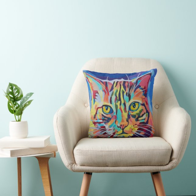Custom Cat Portrait Painting - Gift for Cat Lover Cushion (Chair)