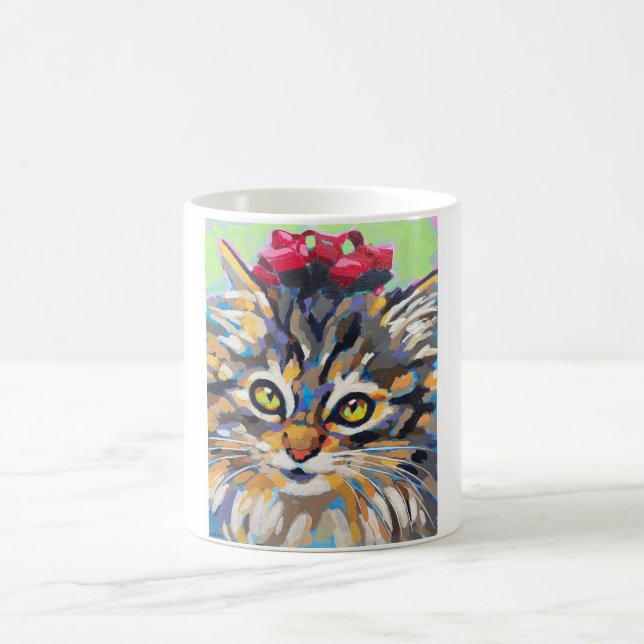Custom Cat Portrait Painting - Gift for Cat Lovers Coffee Mug (Center)