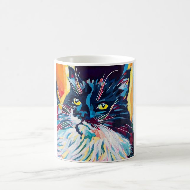 Custom Cat Portrait Painting - Gift for Cat Lovers Coffee Mug (Center)