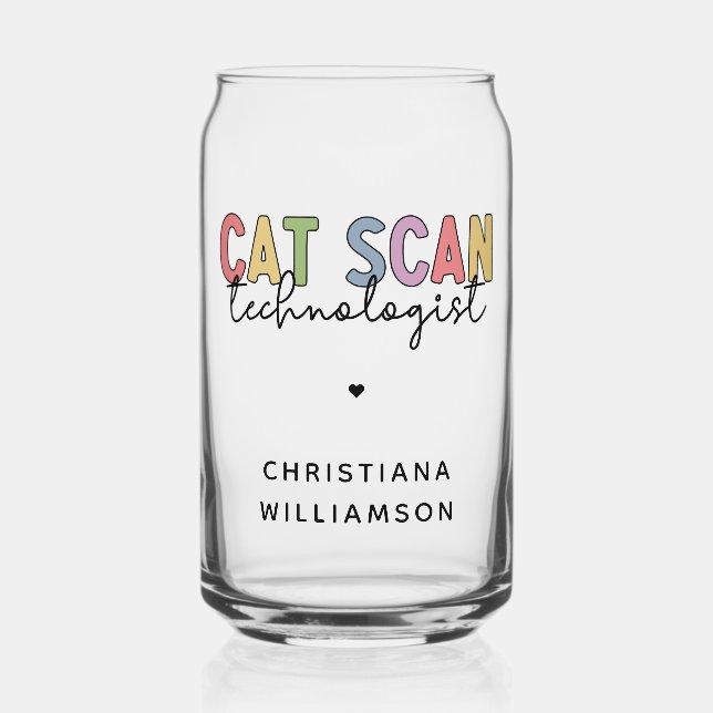 Custom CAT Scan Technologist CT Tech Gifts Can Glass (Front)