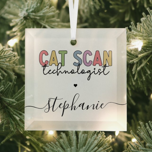 Custom CAT Scan Technologist CT Tech Gifts Glass Tree Decoration (Insitu)