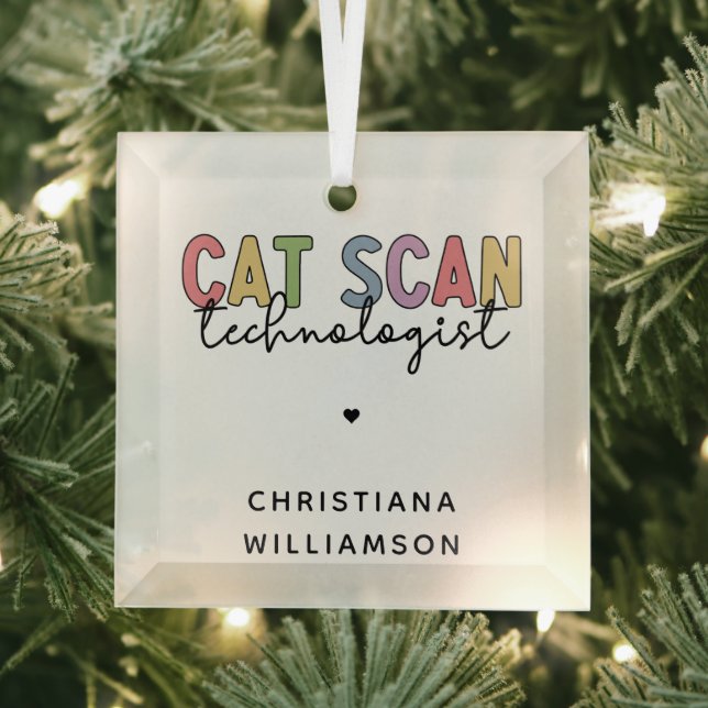 Custom CAT Scan Technologist CT Tech Gifts Glass Tree Decoration (Insitu)