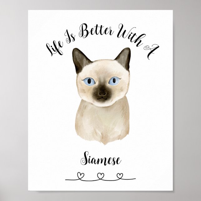 Custom Cat Siamese Pet Wall Art Poster  (Front)