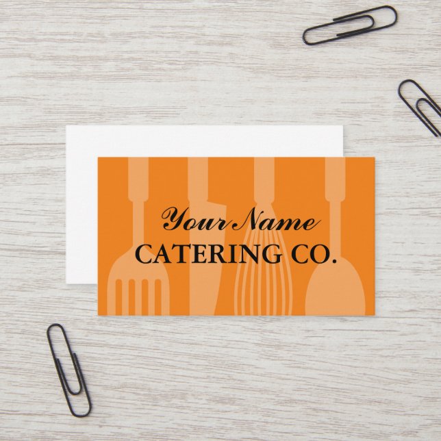 Custom caterering company business card template (Front/Back In Situ)