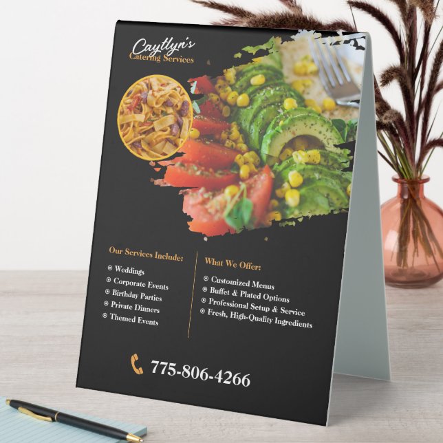 Custom Catering Table Tent Sign (In SItu (Table))