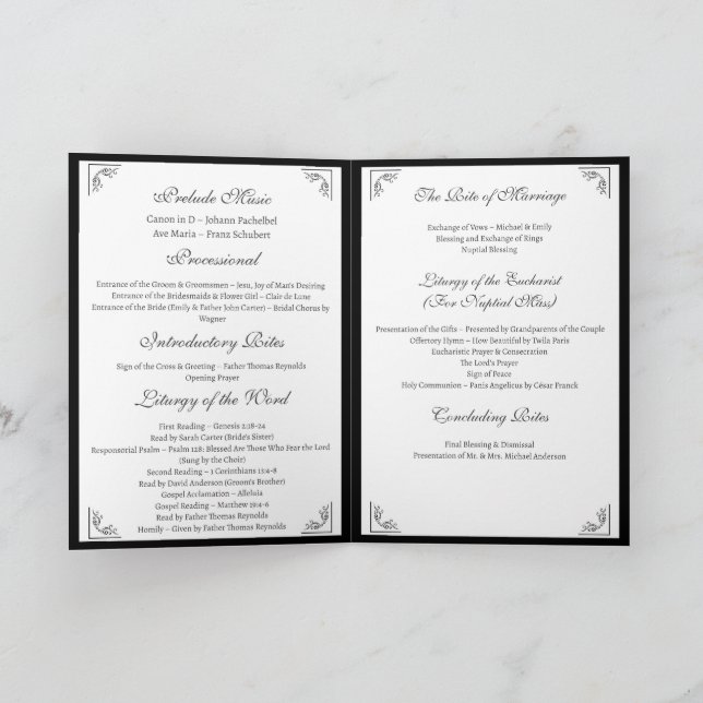 Custom Catholic Church Wedding Program (Inside)