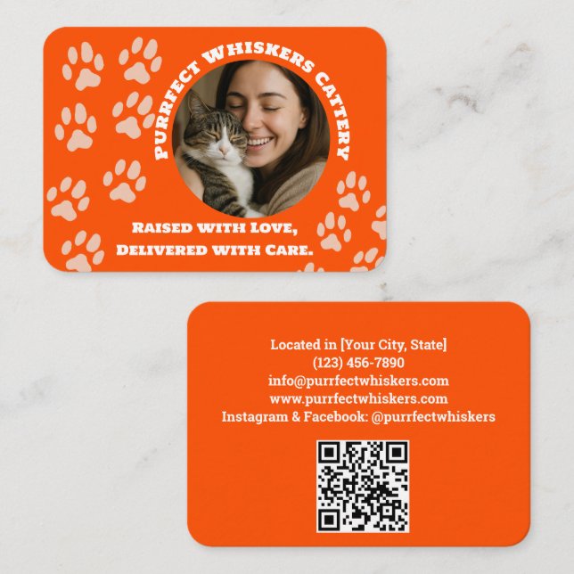Custom Cattery Business Card – Orange  (Front/Back)