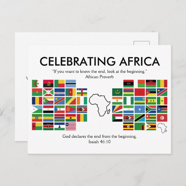 Custom CELEBRATING AFRICA Flags Holiday Postcard (Front/Back)