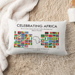 Custom CELEBRATING AFRICA Flags Lumbar Cushion
