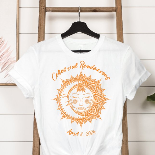 Custom Celestial Rendezvous Eclipse  T-Shirt (Women's solar eclipse t-shirt
)