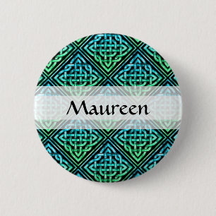 Custom Celtic Knot - Diamond Tile Blue Green 6 Cm Round Badge
