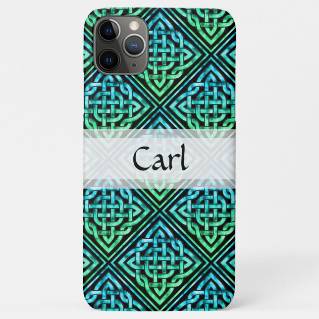 Custom Celtic Knot - Diamond Tile Blue Green Black Case-Mate iPhone Case (Back)