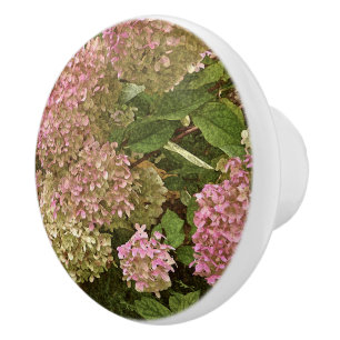 CUSTOM CERAMIC KNOBS/ HYDRANGEA/PHOTOG/DIG.MANIP. KNOB