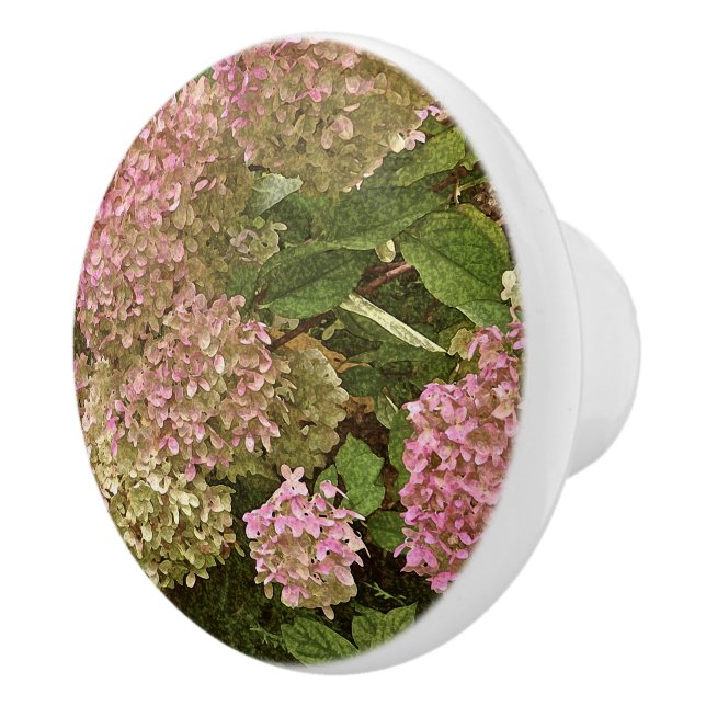 CUSTOM CERAMIC KNOBS/ HYDRANGEA/PHOTOG/DIG.MANIP. KNOB (Right)