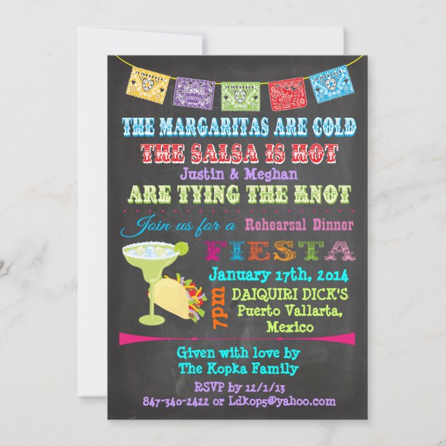 Custom Chalkboard Mexican Fiesta CONTACT DESIGNER! Invitation (Front)
