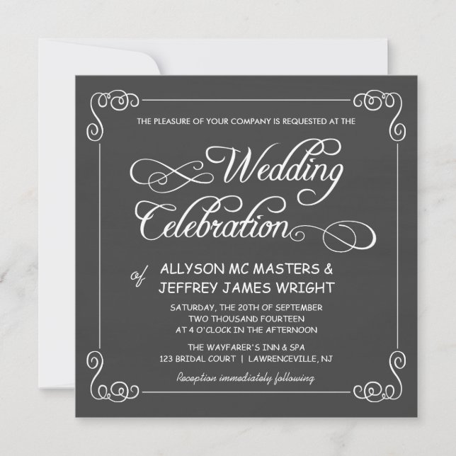 Custom Chalkboard Wedding Invitations (Front)