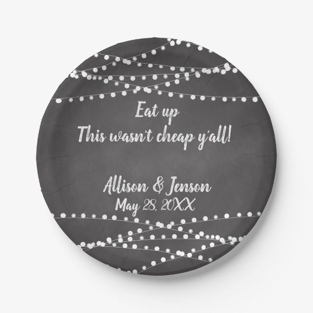 Custom Chalkboard Wedding Paper Plates (Front)