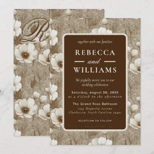 Custom Champagne Anemones Fantasy Beach Wedding Invitation