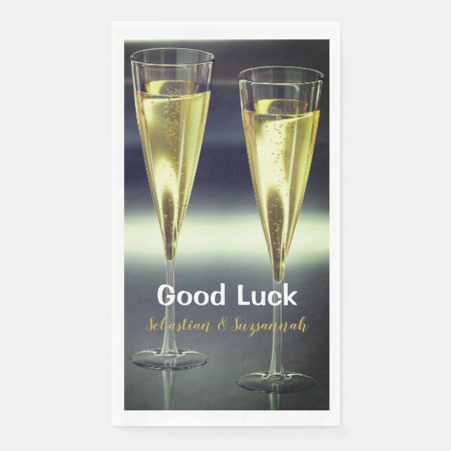 Custom Champagne Glasses Good Luck Party Napkin (Front)