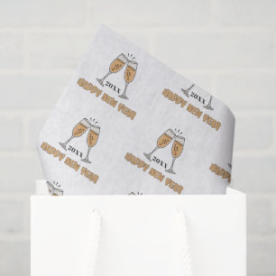 Custom Champagne Glasses Happy New Year Glass Tissue Paper