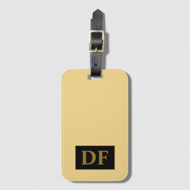 Custom Champagne Monogrammed Luggage Tag (Front Vertical)