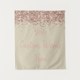 Custom Champagne & Rose Gold Birthday Party Photo Tapestry