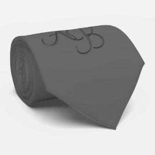 Custom Charcoal Grey Monogrammed Tie