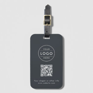 Custom Charcoal Grey QR Code Logo Luggage Tag