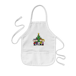 Custom Charlie Brown and Friends Winter Birthday Kids Apron