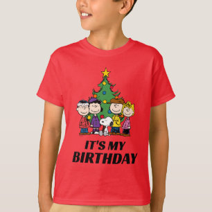 Custom Charlie Brown and Friends Winter Birthday T-Shirt