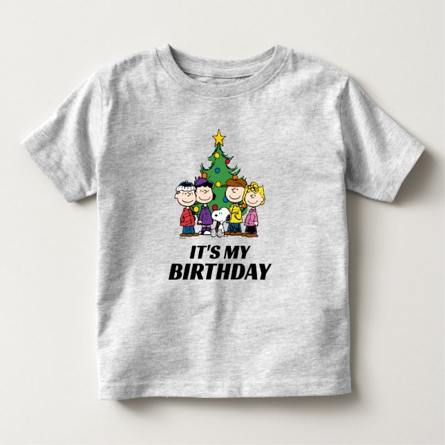Custom Charlie Brown and Friends Winter Birthday Toddler T-Shirt (Front)
