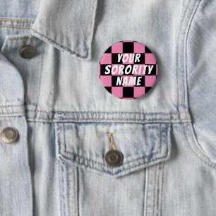 Custom Checker Board Retro Sorority Button