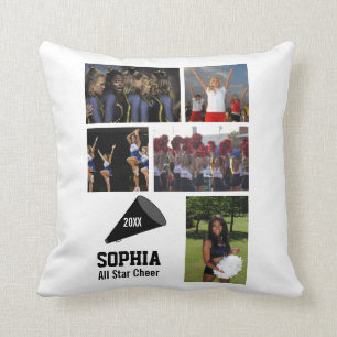 Custom Cheerleading Photo Collage Name Team Year Cushion