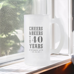 Custom Cheers & Beers Milestone Birthday Frosted Glass Beer Mug