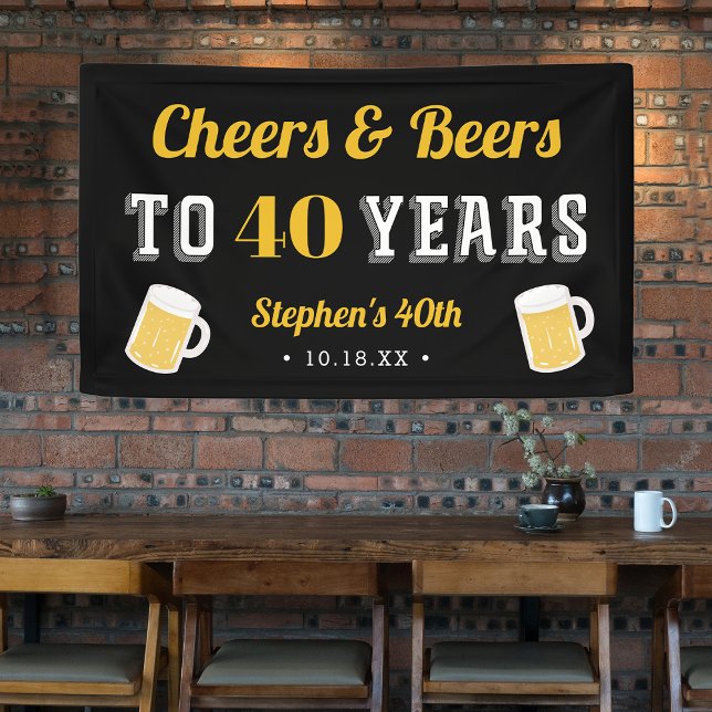 Custom Cheers & Beers Milestone Birthday Party Banner (Creator Uploaded)