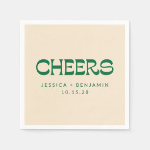 Custom Cheers Green Art Deco Chic Modern Wedding Napkin