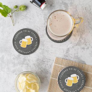 Custom Cheers Milestone Birthday Party Round Paper Coaster