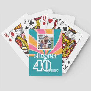 Custom Cheers to 40 years, retro 40th bday Playing Cards
