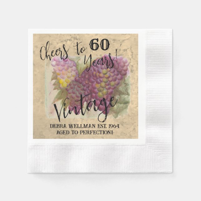 Custom Cheers to 60 Years  Napkin (Front)