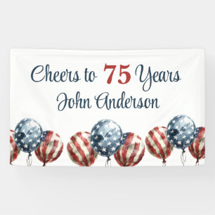 Custom Cheers to 75 Years Birthday Party Banner