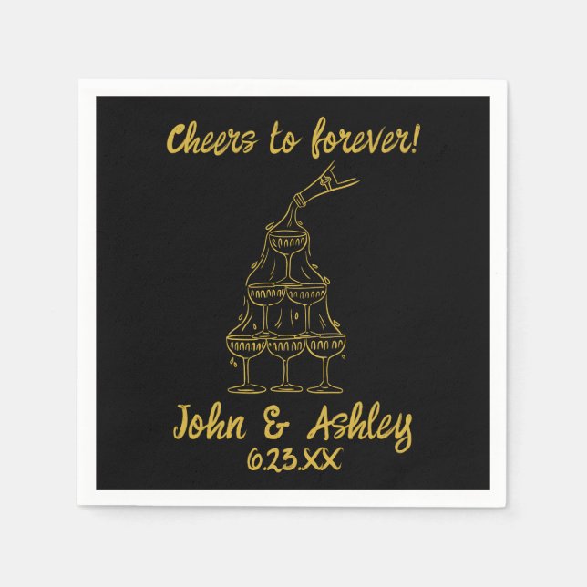 Custom Cheers to Forever Personalised Wedding Napkin (Front)