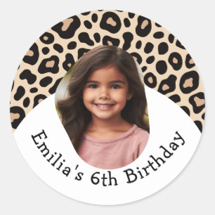 Custom Cheetah Birthday Party Favours Any Age Classic Round Sticker