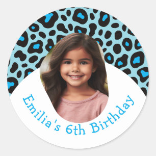 Custom Cheetah Birthday Party Favours Any Age Classic Round Sticker