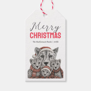 Custom Cheetah Merry Christmas Cute Family Holiday Gift Tags