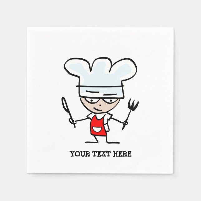 Custom chef cook cartoon paper party napkins (Front)