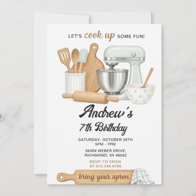 Custom Chef Kitchen Digital Birthday Invitation (Front)