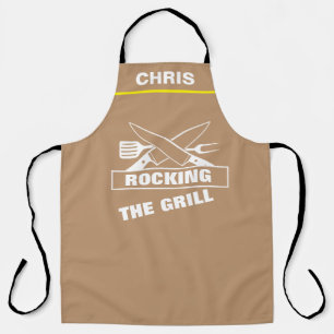 Custom Chef Name Personalised Rock The Grill BBQ Apron