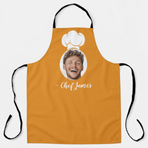 Custom Chef with Photo & Name Cooking Gift Orange Apron